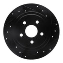R1 88-95 Chrysler New Yorker Rear Right Drilled & Slotted Black Brake Rotor