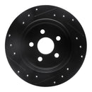 R1 03-10 Chrysler PT Cruiser Rear Right Drilled & Slotted Black Brake Rotor