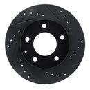 R1 93-03 Ford Probe Front Right Drilled & Slotted Black Brake Rotor