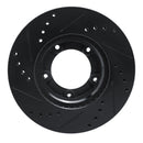 R1 84-95 Toyota Pickup Front Right Drilled & Slotted Black Brake Rotor