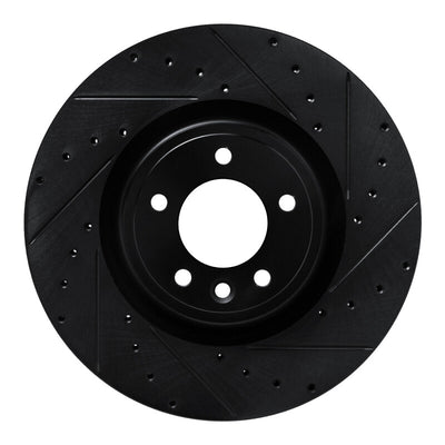 R1 18-24 Land Rover Range Rover Front Right Drilled & Slotted Black Brake Rotor