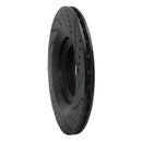 R1 05-11 Audi A6 Quattro Rear Left Drilled & Slotted Black Brake Rotor