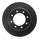 R1 12-21 Nissan NV1500 Rear Left Drilled & Slotted Black Brake Rotor