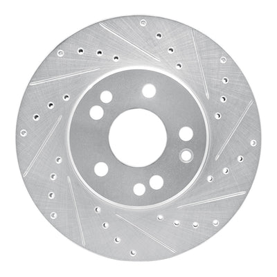 R1 90-95 Mercedes-Benz 400E Front Right Drilled & Slotted Silver Brake Rotor