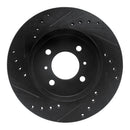 R1 98-07 Mitsubishi Lancer Front Right Drilled & Slotted Black Brake Rotor