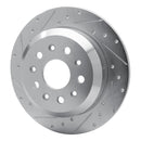 R1 18-25 Jeep Wrangler Rear Left Drilled & Slotted Silver Brake Rotor