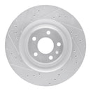 R1 17-25 Audi e-Tron S Rear Left Drilled & Slotted Silver Brake Rotor