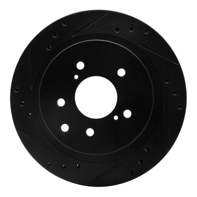 R1 89-96 Nissan 300ZX Rear Left Drilled & Slotted Black Brake Rotor