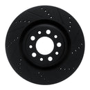 R1 2017-2025 Alfa Romeo Stelvio Front Right Drilled & Slotted Black Brake Rotor