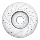 R1 21-22 Chevrolet Colorado Front Right Drilled & Slotted Silver Brake Rotor