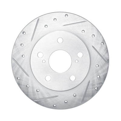 R1 08-18 Pontiac Vibe Rear Left Drilled & Slotted Silver Brake Rotor
