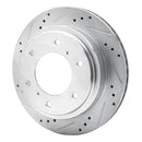 R1 00-06 Mitsubishi Montero Rear Left Drilled & Slotted Silver Brake Rotor