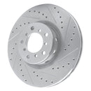 R1 00-03 BMW M5 Left Front Drilled & Slotted Silver Brake Rotor