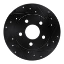 R1 04-12 Chevrolet Malibu Rear Right Drilled & Slotted Black Brake Rotor