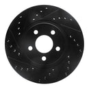 R1 01-10 Chrysler PT Cruiser Front Left Drilled & Slotted Black Brake Rotor