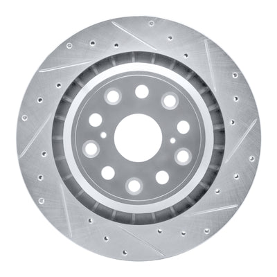 R1 07-17 Lexus LS460 Right Rear Drilled & Slotted Silver Brake Rotor