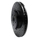 R1 05-18 Subaru Outback Front Left Drilled & Slotted Black Brake Rotor