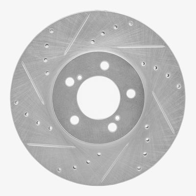 R1 93-07 Ford Thunderbird Front Left Drilled & Slotted Silver Brake Rotor