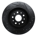 R1 18-25 Jeep Wrangler Rear Left Drilled & Slotted Black Brake Rotor