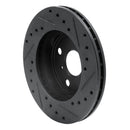 R1 86-89 Toyota Celica Front Left Drilled & Slotted Black Brake Rotor