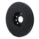 R1 06-20 Lexus GS350 Left Front Drilled & Slotted Black Brake Rotor
