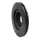 R1 15-19 Jaguar E-Pace Front Right Drilled & Slotted Black Brake Rotor