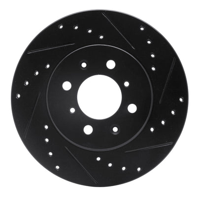 R1 90-17 Acura EL Front Right Drilled & Slotted Black Brake Rotor