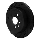 R1 08-12 Land Rover LR2 Rear Left Drilled & Slotted Black Brake Rotor