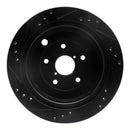 R1 06-14 Subaru Tribeca Rear Right Drilled & Slotted Black Brake Rotor