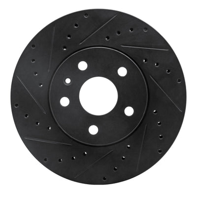 R1 2008-2014 Cadillac CTS Front Left Drilled & Slotted Black Brake Rotor