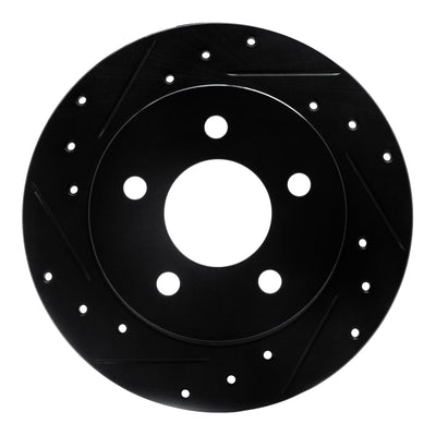 R1 94-04 Ford Mustang Rear Left Drilled & Slotted Black Brake Rotor