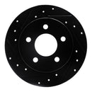 R1 94-04 Ford Mustang Rear Left Drilled & Slotted Black Brake Rotor