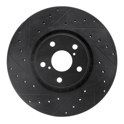 R1 07-11 Lexus GS350 Left Front Drilled & Slotted Black Brake Rotor