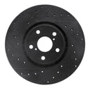 R1 07-11 Lexus GS350 Left Front Drilled & Slotted Black Brake Rotor