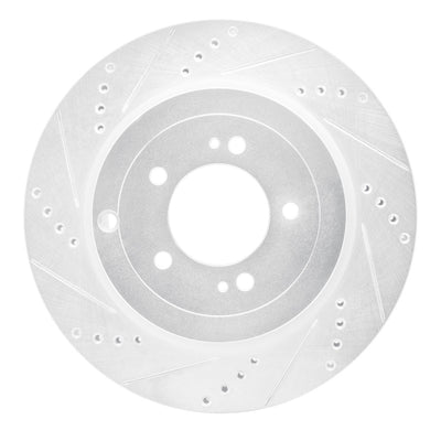 R1 08-15 Mitsubishi Lancer Rear Left Drilled & Slotted Silver Brake Rotor