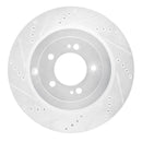 R1 08-15 Mitsubishi Lancer Rear Left Drilled & Slotted Silver Brake Rotor