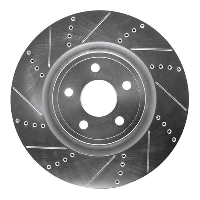 R1 2012-2025 Dodge Durango Front Left Drilled & Slotted Silver Brake Rotor