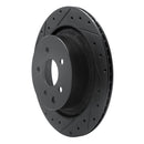 R1 07-15 Infiniti Q60 Rear Left Drilled & Slotted Black Brake Rotor
