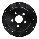 R1 95-07 Chrysler Sebring Rear Left Drilled & Slotted Black Brake Rotor