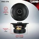 DS18 6.5in Coaxial Loudspeaker 225 Watts RMS 4 ohm Mid-Range Water Resistant Cone