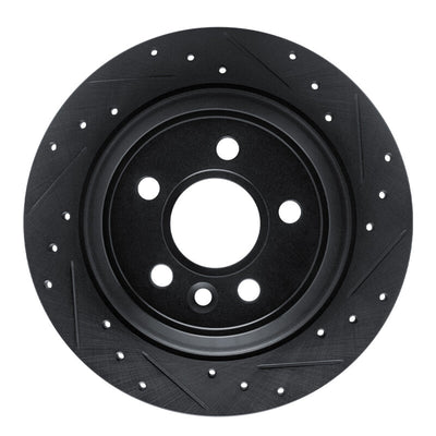 R1 07-10 Volvo S80 Rear Right Drilled & Slotted Black Brake Rotor