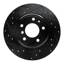 R1 91-01 BMW 740IL Rear Left Drilled & Slotted Black Brake Rotor