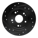 R1 97-15 Acura CSX Rear Right Drilled & Slotted Black Brake Rotor