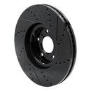 R1 07-15 Infiniti Q60 Front Left Drilled & Slotted Black Brake Rotor