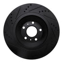R1 04-18 Audi A8 Rear Right Drilled & Slotted Black Brake Rotor