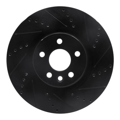 R1 15-19 Jaguar E-Pace Front Right Drilled & Slotted Black Brake Rotor