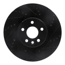 R1 15-19 Jaguar E-Pace Front Right Drilled & Slotted Black Brake Rotor