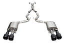 Corsa 20-22 Ford Mustang GT500 3.0in Dual Rear Exit Catback w/ Twin 5.0in Black Carbon Fiber Tips