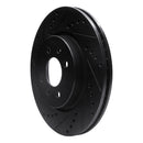 R1 12-23 Hyundai Accent Front Left Drilled & Slotted Black Brake Rotor