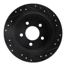 R1 93-98 Jeep Grand Cherokee Rear Left Drilled & Slotted Black Brake Rotor